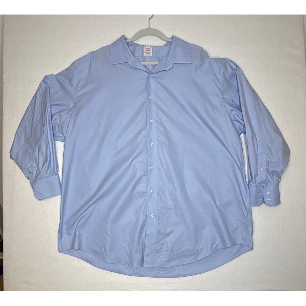 Brooks Brothers Mens Button Down Traditional Fit Non-Iron 19-35 Light Blue
